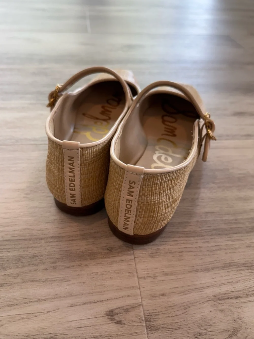 Sam Edelman Straw Mary Jane Flats in Light Beige - Picture 3 of 5